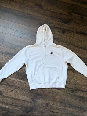 Nike White Hoodie with Black Swoosh Tag
